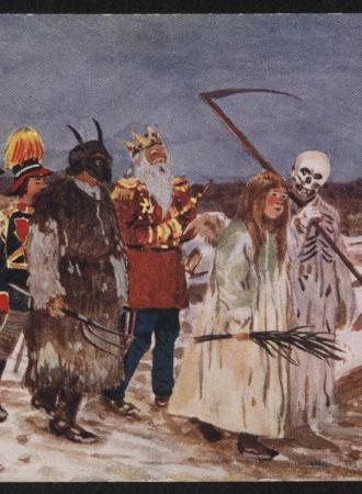 Kolędnicy, pocztówka z 1916 r.